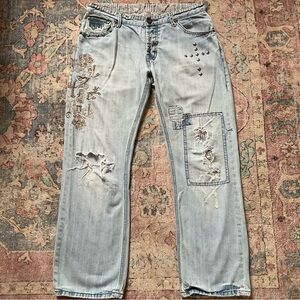 River Island Relaxed Bootleg Y2K Jeans Vintage 30X30  Distressed Cross Women’s